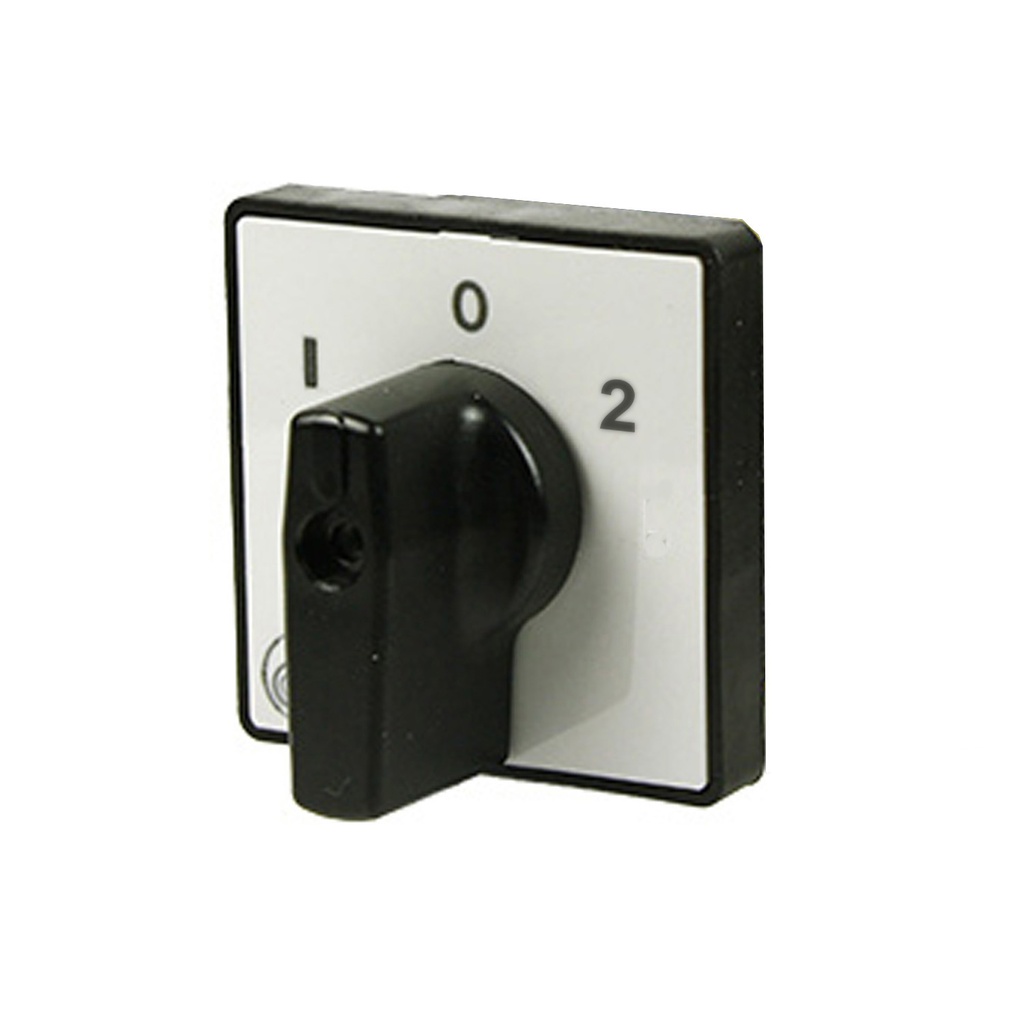 3 Position Handle for Changeover Switches 1-0-2, Base Mount , Black Knob, Gray Plate, For C063 and C080 Series