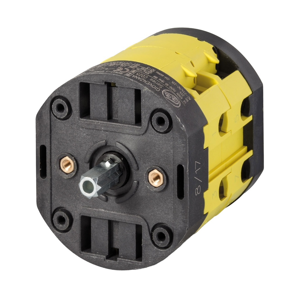 25 Amp Rotary Cam Switch, 2 Position, On-Off, Load Break Switch, 3 Pole, 600V AC,  Spring Return to Zero