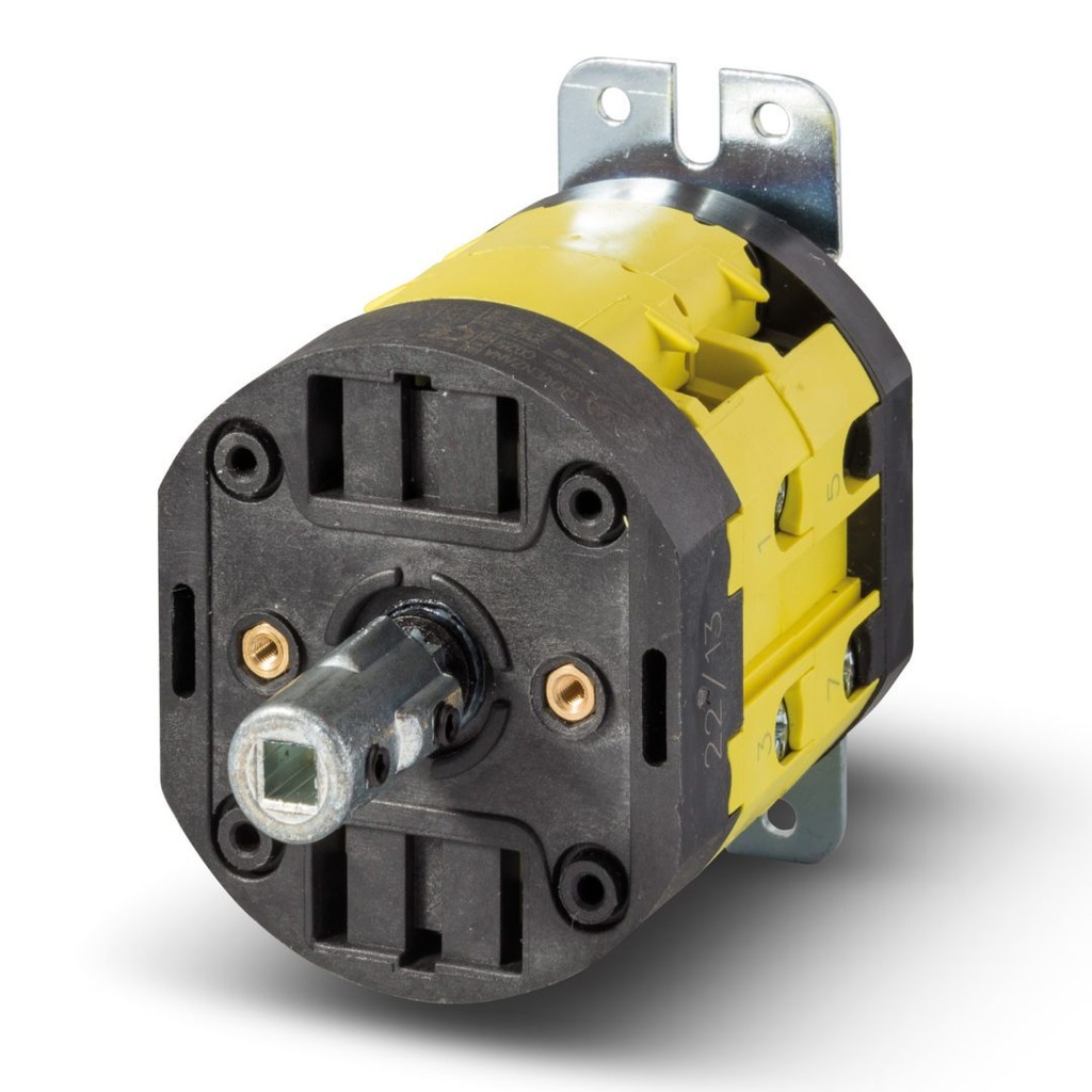 3 Position Rotary Cam Changeover Switch, 25 Amp Two Pole Changeover Switch, Base Mount, UL508 Listed