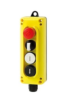 ASI CYTLP4S001 4-Button Pendant Control Station | Up, Down, Selector Switch & Emergency Stop (Twist-to-Release) | 1 NC & 3 NO Contacts | NEMA 4, IP65 Rated | Includes M20 Cable Gland | UL Listed