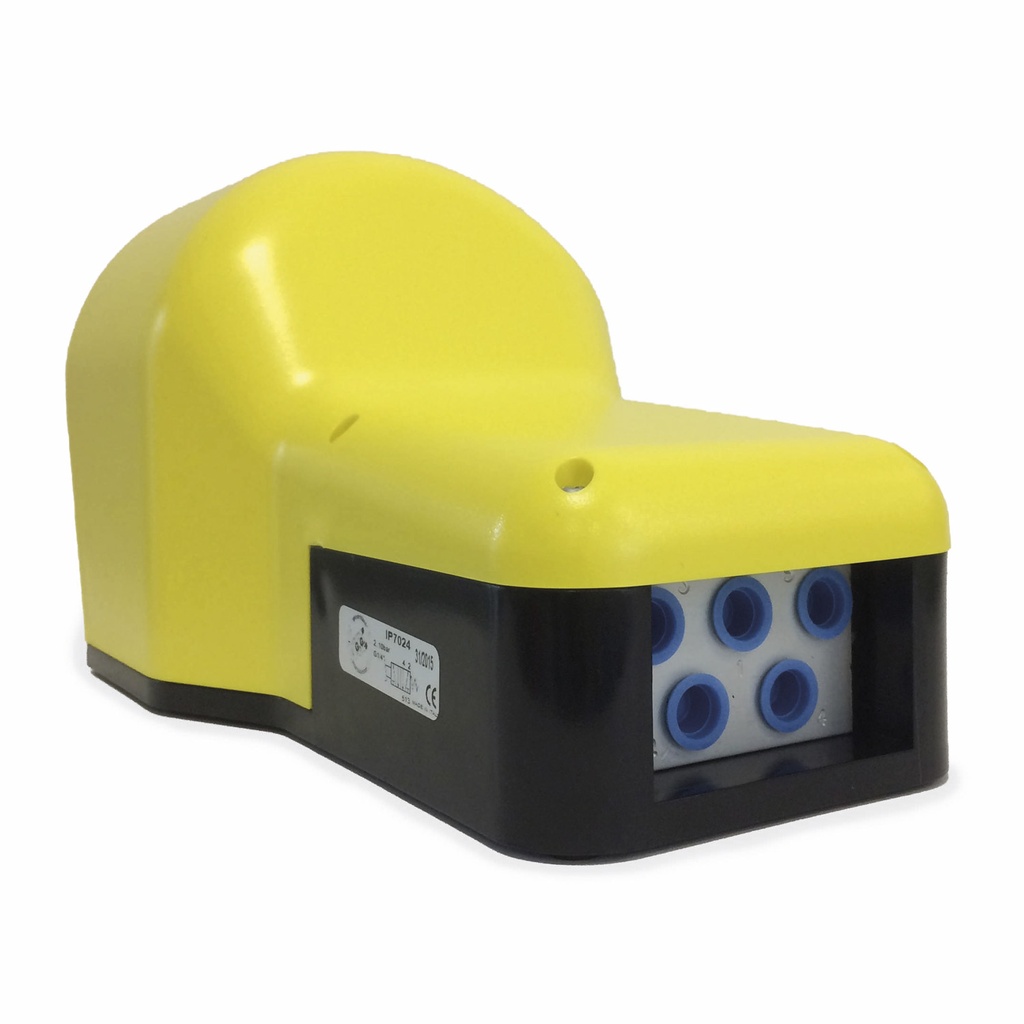 Pneumatic Foot Pedal Switch, Yellow Cover, 1/4 Inch 5 Way Valve, Water Resistant