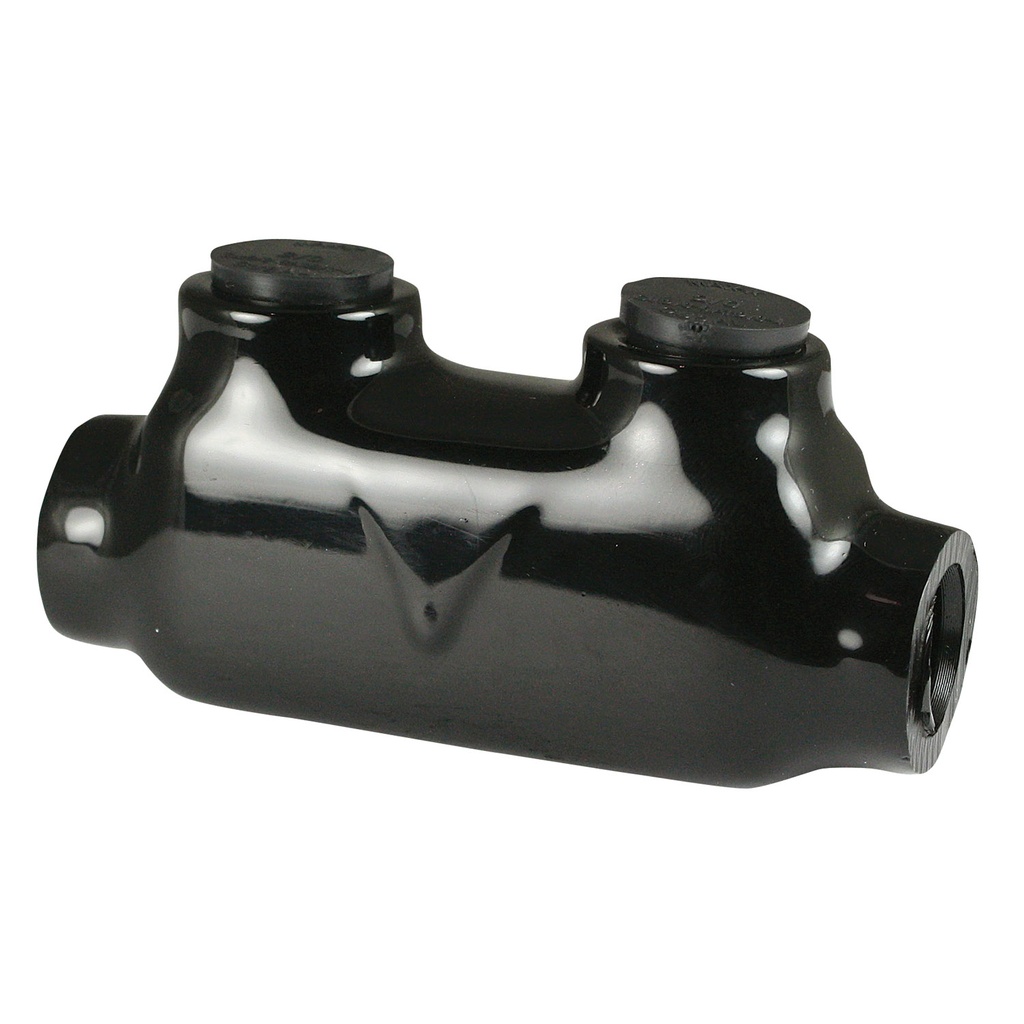Inline Insulated Multi Tap Connector | 2 Port | 6 AWG-2/0 AWG |  600V Class | Black Plastisol Insulation | Single Side Wire Entry | UL Listed 486B