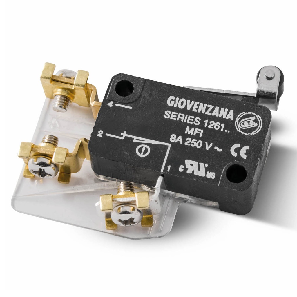 Micro Limit Switch, Standard Roller Lever, Screw Terminal Insulator, 8A, 250Vac