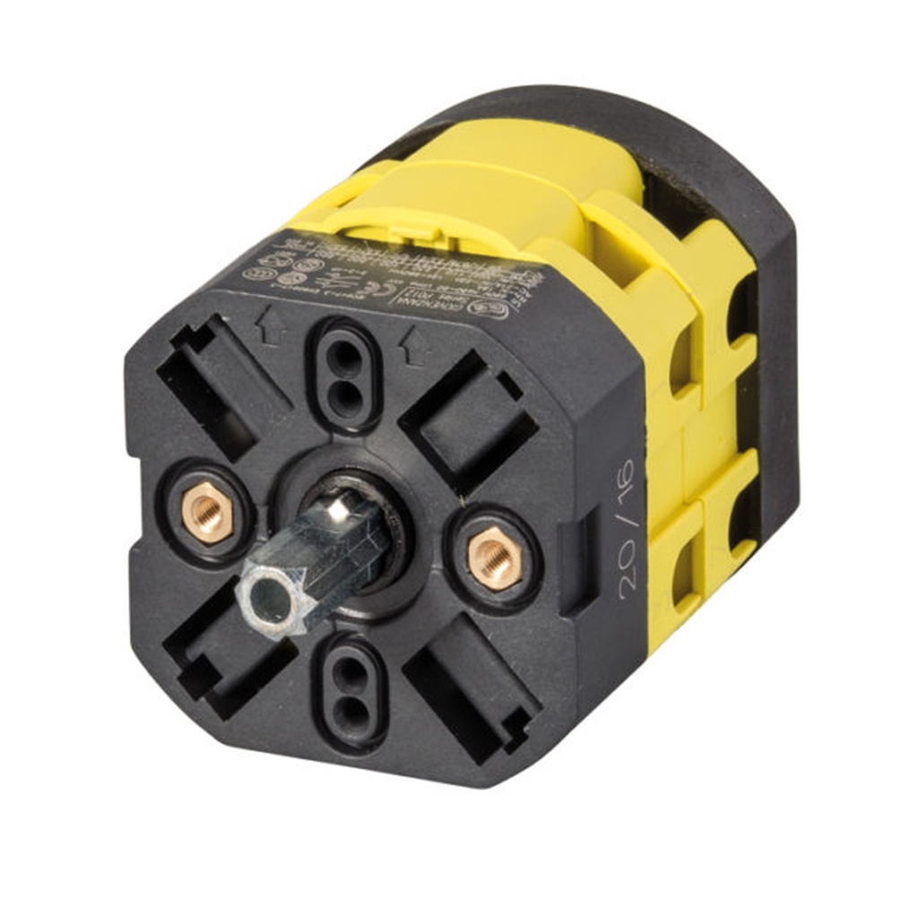 3 Position Rotary Cam Changeover Switch, 20 Amp Three Pole Changeover Switch, Rear Panel Mount, UL508 Listed