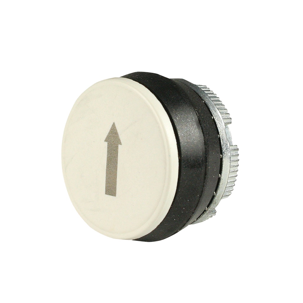 22mm Momentary Push Button | White with Gray Up Arrow Symbol | Compatible with P02, P03, PL, PLB & TLP Series Pendant Stations