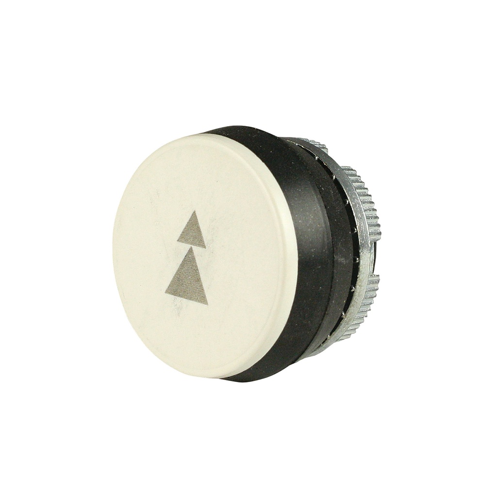 22mm Momentary Push Button | White with Grey 2-Speed Up Arrow Symbol | Compatible with P02, P03, PL, PLB & TLP Series Pendant Stations
