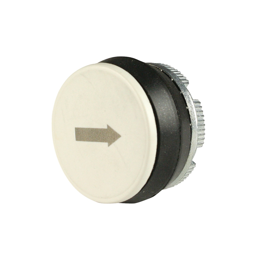22mm Momentary Push Button | White with Black Right Arrow Symbol | Compatible with P02, P03, PL, PLB & TLP Series Pendant Stations