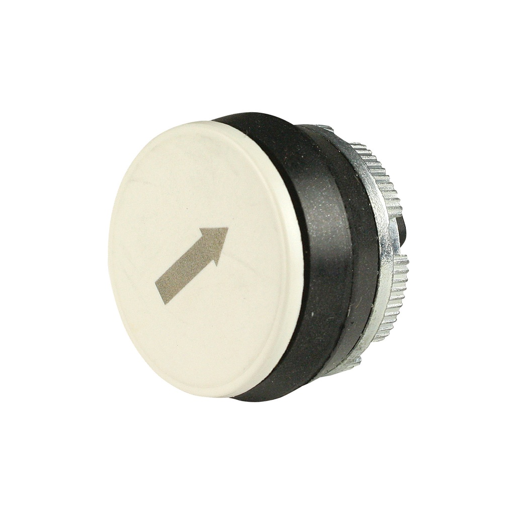 22mm Momentary Push Button | White with Gray Up Right 45° Arrow Symbol for Clockwise, Forward, 2 Speed Up | Compatible with P02, P03, PL, PLB and TLP Series Pendant Stations
