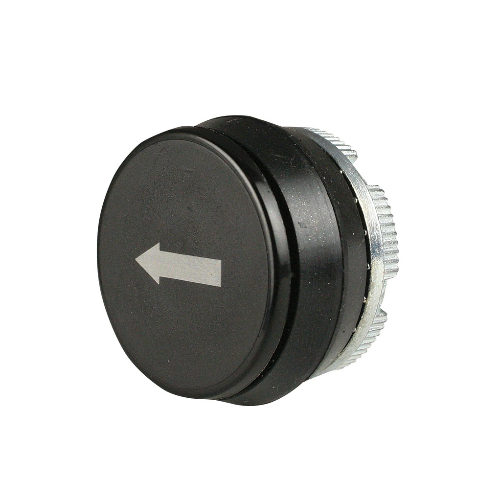 22mm Momentary Push Button | Black with White Left Arrow Symbol | Compatible with P02, P03, PL, PLB & TLP Series Pendant Stations