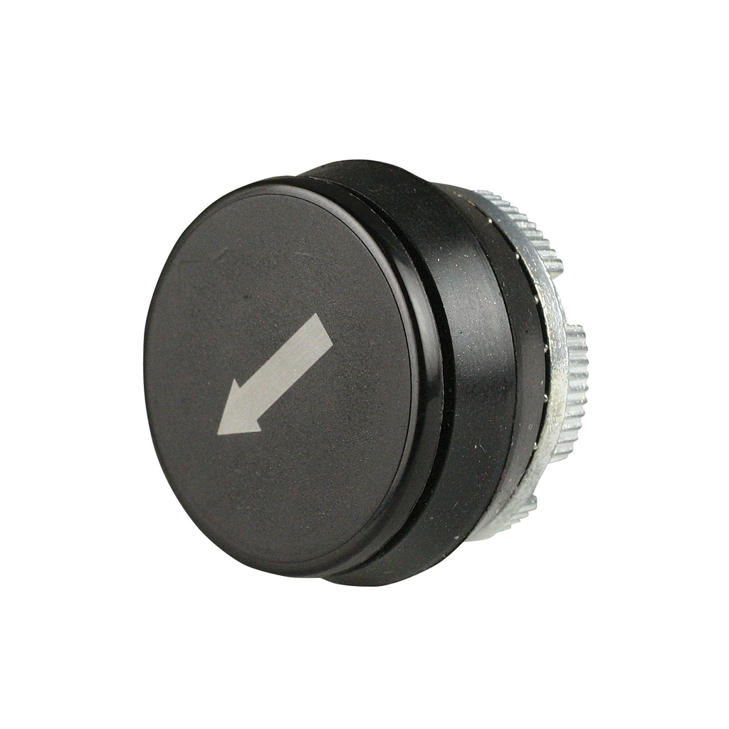 Pendant Station Replacement Momentary Push Button, Black With Down-Left White Arrow, 22mm