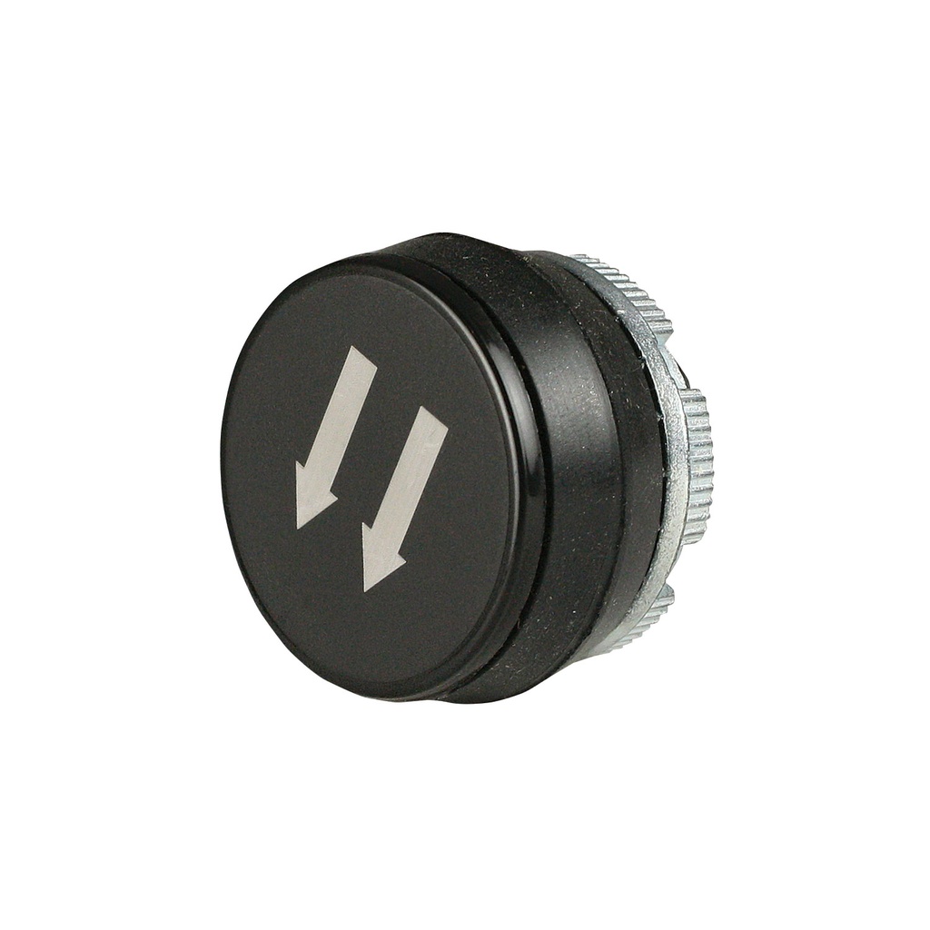 Black with White 2-Speed Down Left 45° Dual Arrow Symbol for Counter Clockwise or Reverse Rotation