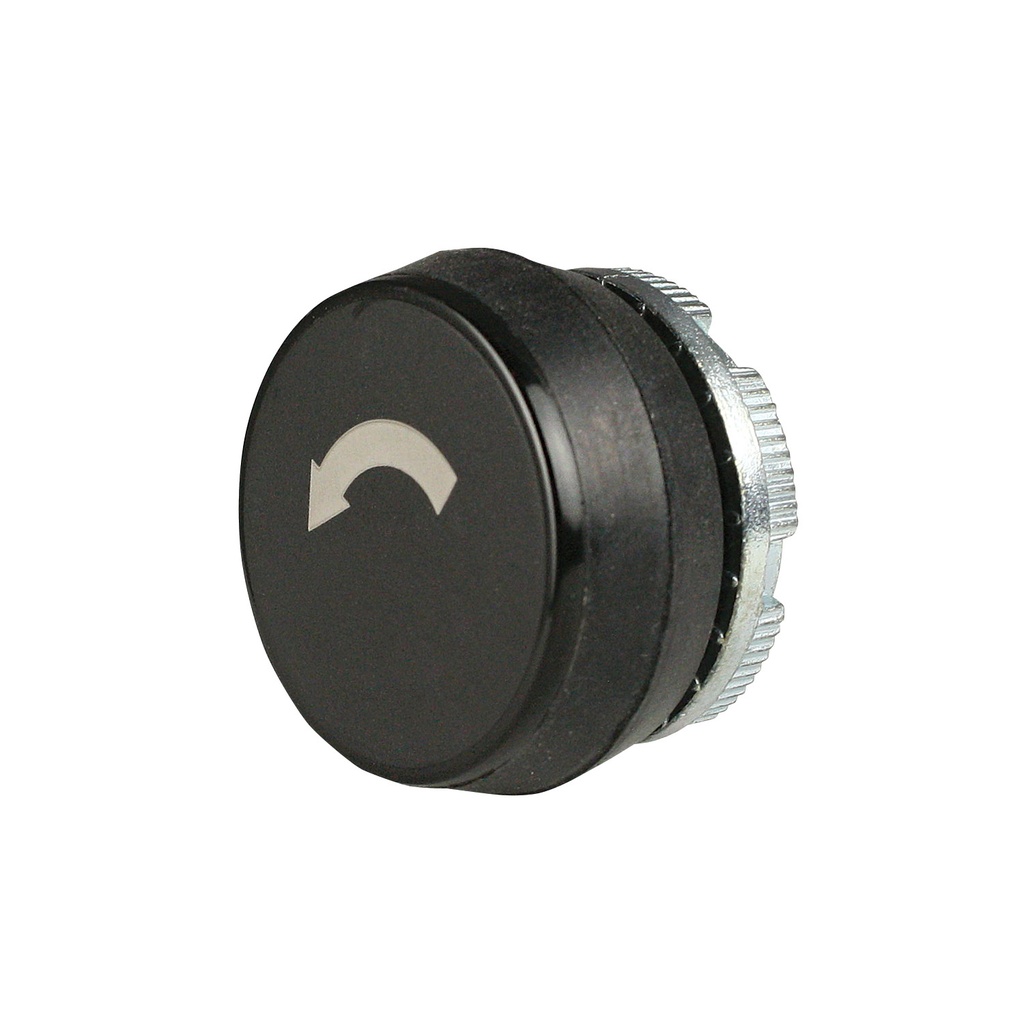 22mm Black Push Button with White (REV) Counter Clockwise Arrow Symbol | Compatible with P02, P03, PL, PLB & TLP Series Pendant Stations