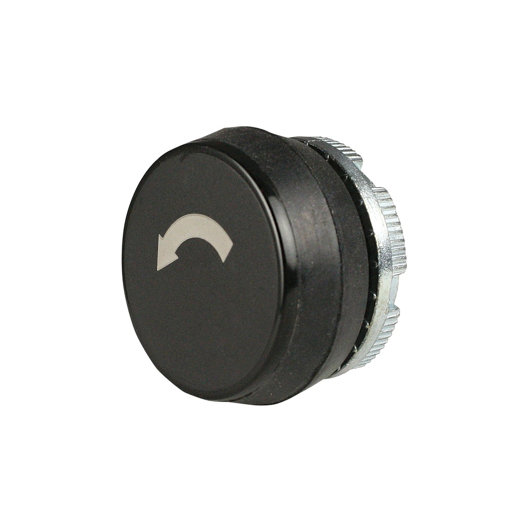 Pendant Station Push Button, Counter Clockwise Rotation Arrow, 22mm, Black
