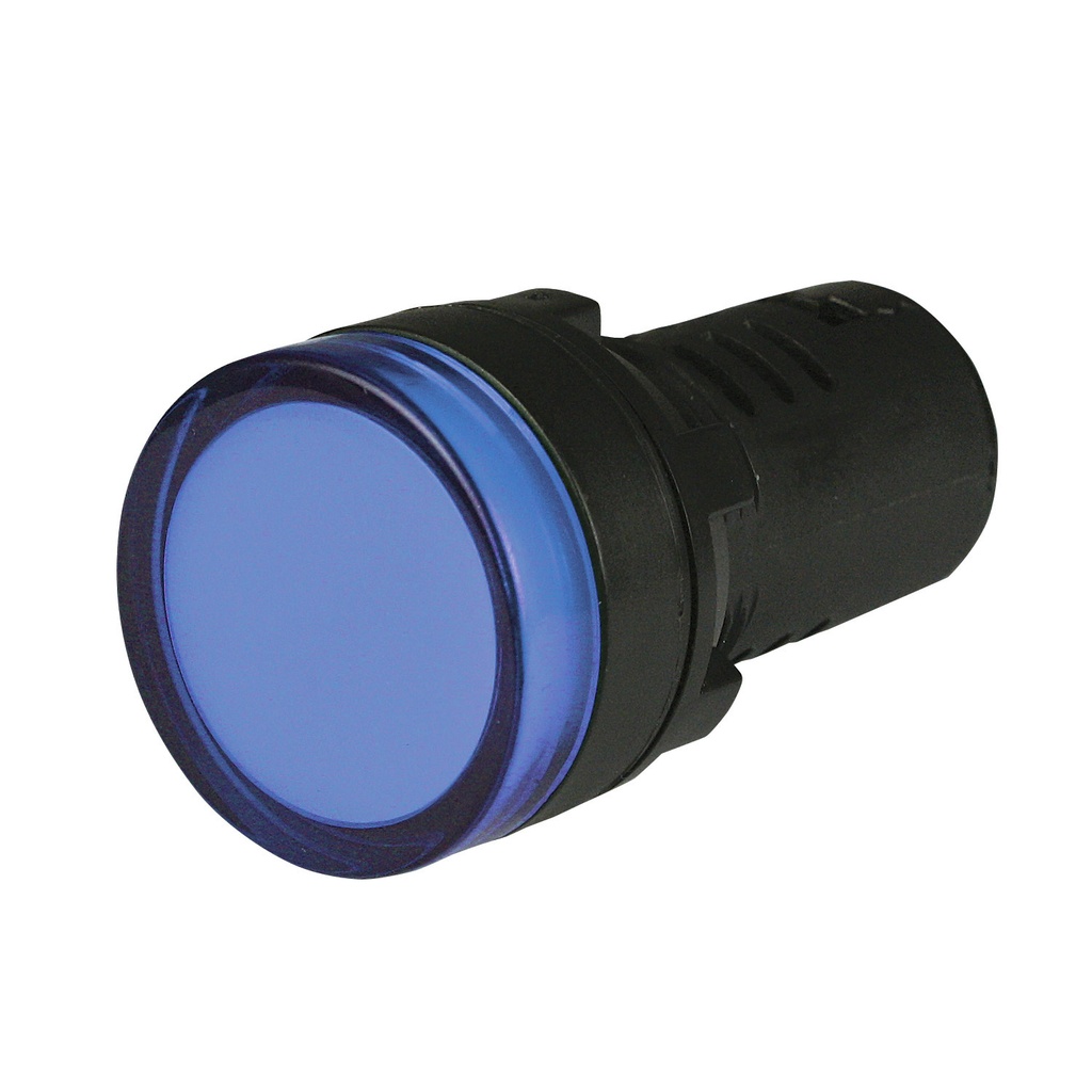 Blue LED Panel Mount Indicator Light | 120V AC/DC | 22mm Cutout | Screw Termination | Integrated Lens | IP54 | UL Listed | Similar to ND16 LED Series