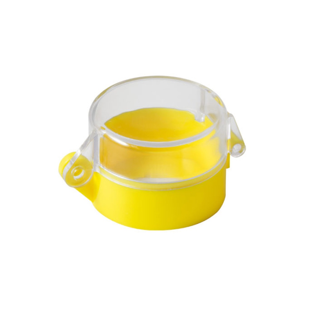 Emergency Stop Button Cover With Yellow Base, Lockout Prevents Switch from Being Reset.