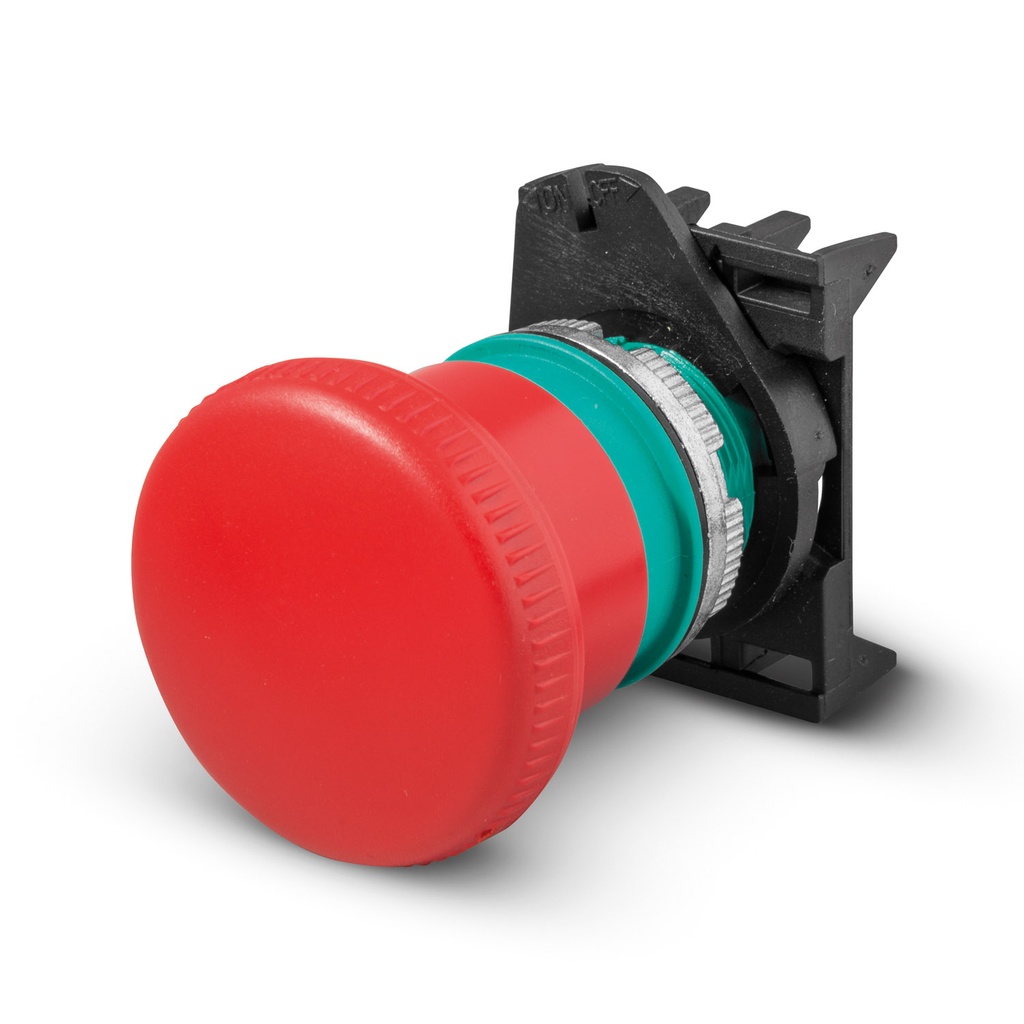 E-Stop Button: Push-to-Stop/Pull-to-Run, 40mm Red Button, 22mm Body, Contact Not Included