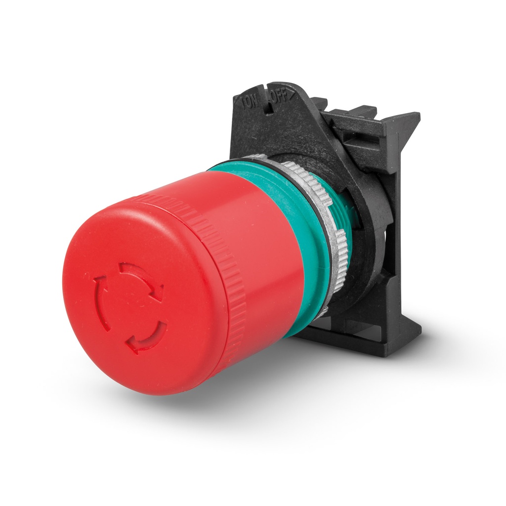 E-Stop Button: Twist-to-Release, 30mm Red Button, 22mm Body, Contact Not Included