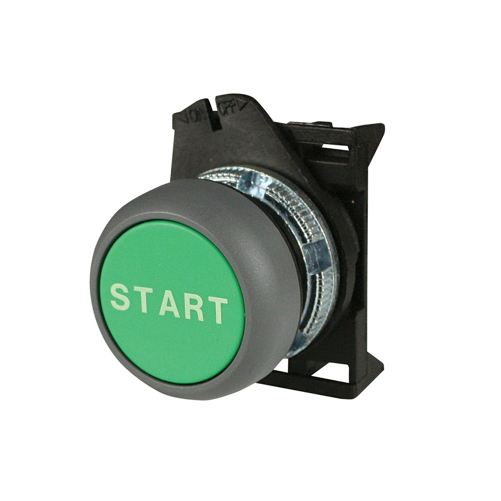 Green Momentary Push Button With Start Printed In White, 22mm Green START Push Button, Momentary, NEMA 4X