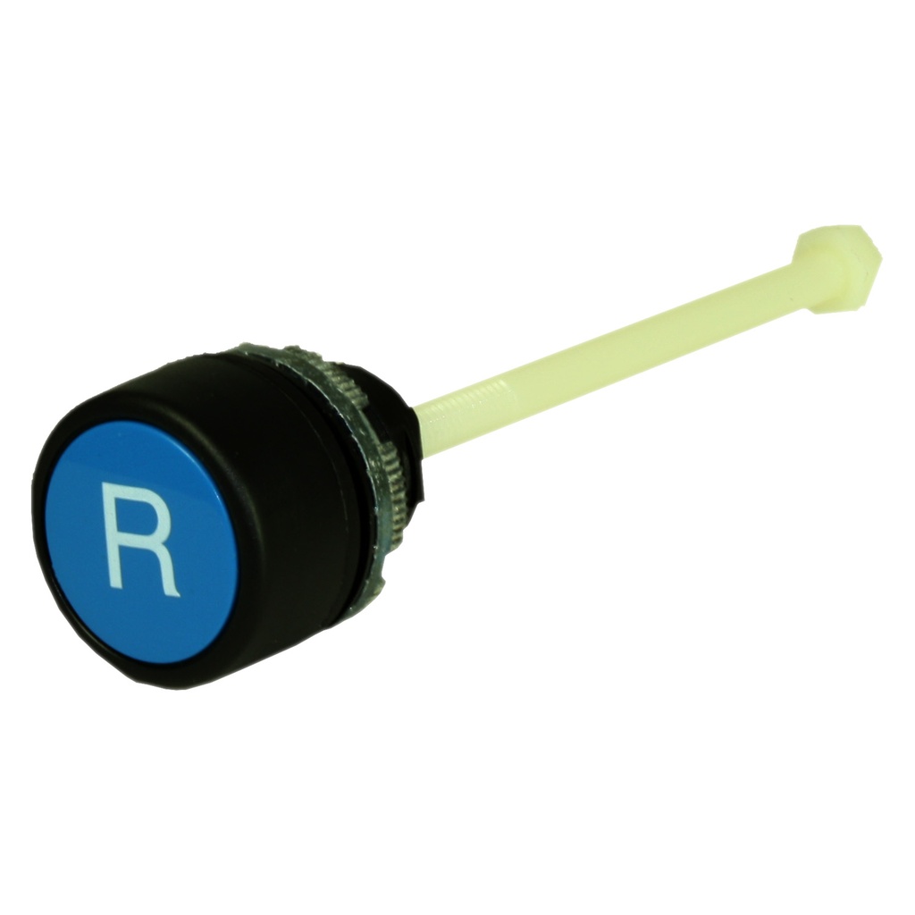 Momentary Extended Shaft Reset Push Button with R, Blue, 22mm base