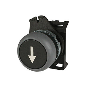 Momentary Push Button, Flush, Black With White Arrow, 22mm, NEMA 4X, IP69K