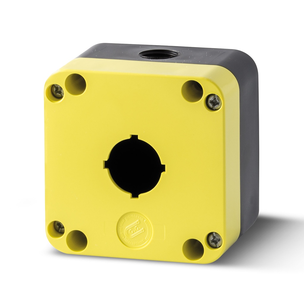 Push Button Enclosure, 1 Hole, Emergency Stop Enclosure, Polycarbonate Nonmetallic Push Button Enclosure, Yellow Top