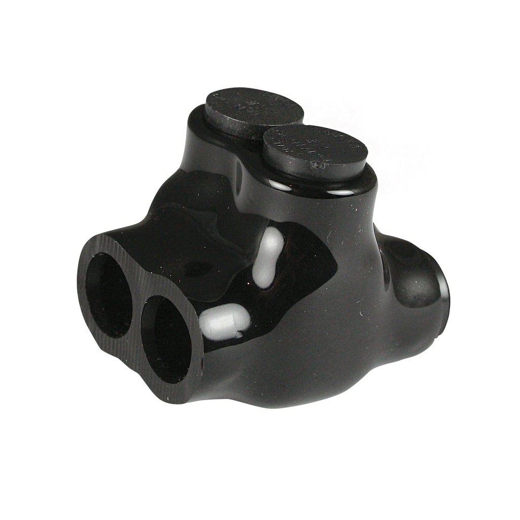 Insulated Multi Tap Connector |  2 Port | 14 AWG-2 AWG |  600V Class | Black Plastisol Insulation | Dual Side Wire Entry | UL Listed 486B