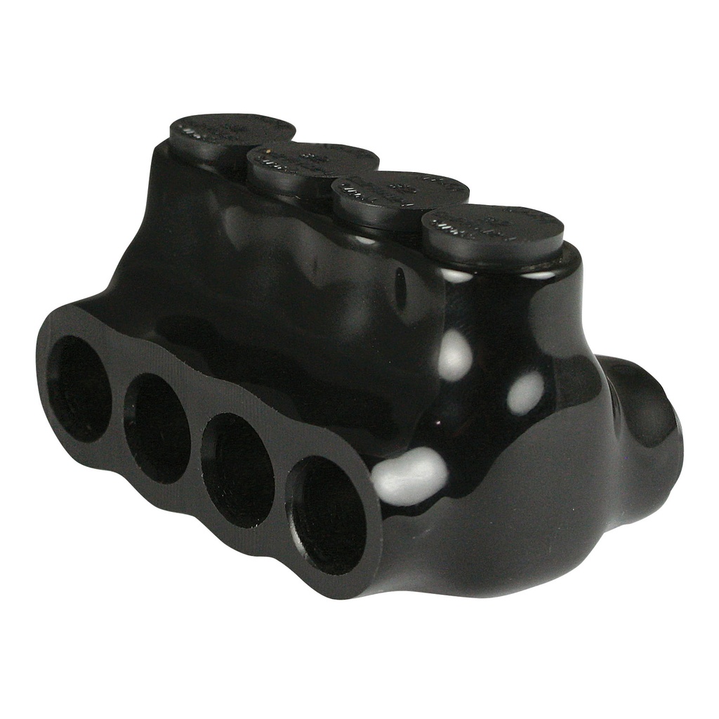 Insulated Multi Tap Connector |  4 Port | 14 AWG-2 AWG |  600V Class | Black Plastisol Insulation | Dual Side Wire Entry | UL Listed 486B