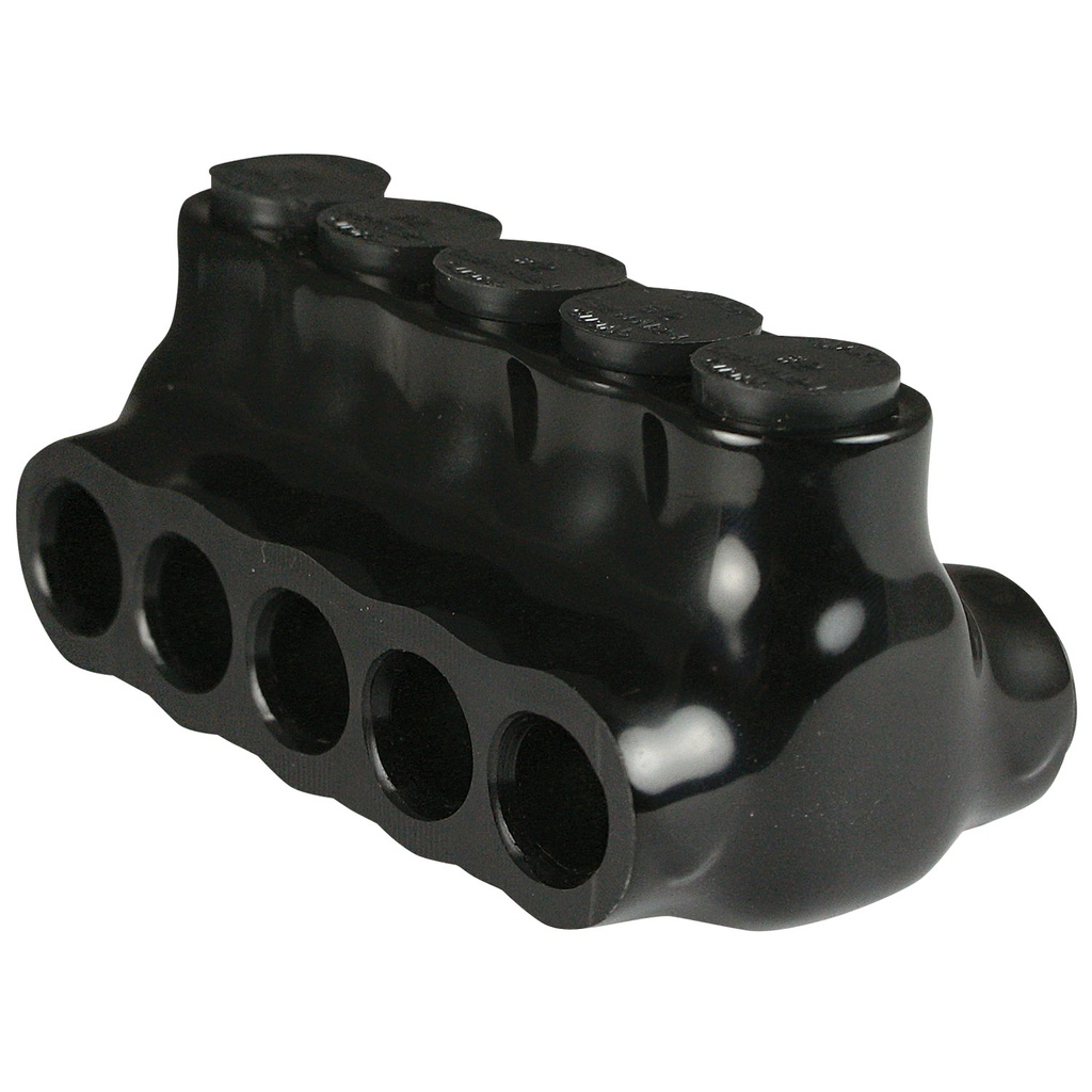 Insulated Multi Tap Connector |  5 Port | 14 AWG-2 AWG |  600V Class | Black Plastisol Insulation | Dual Side Wire Entry | UL Listed 486B