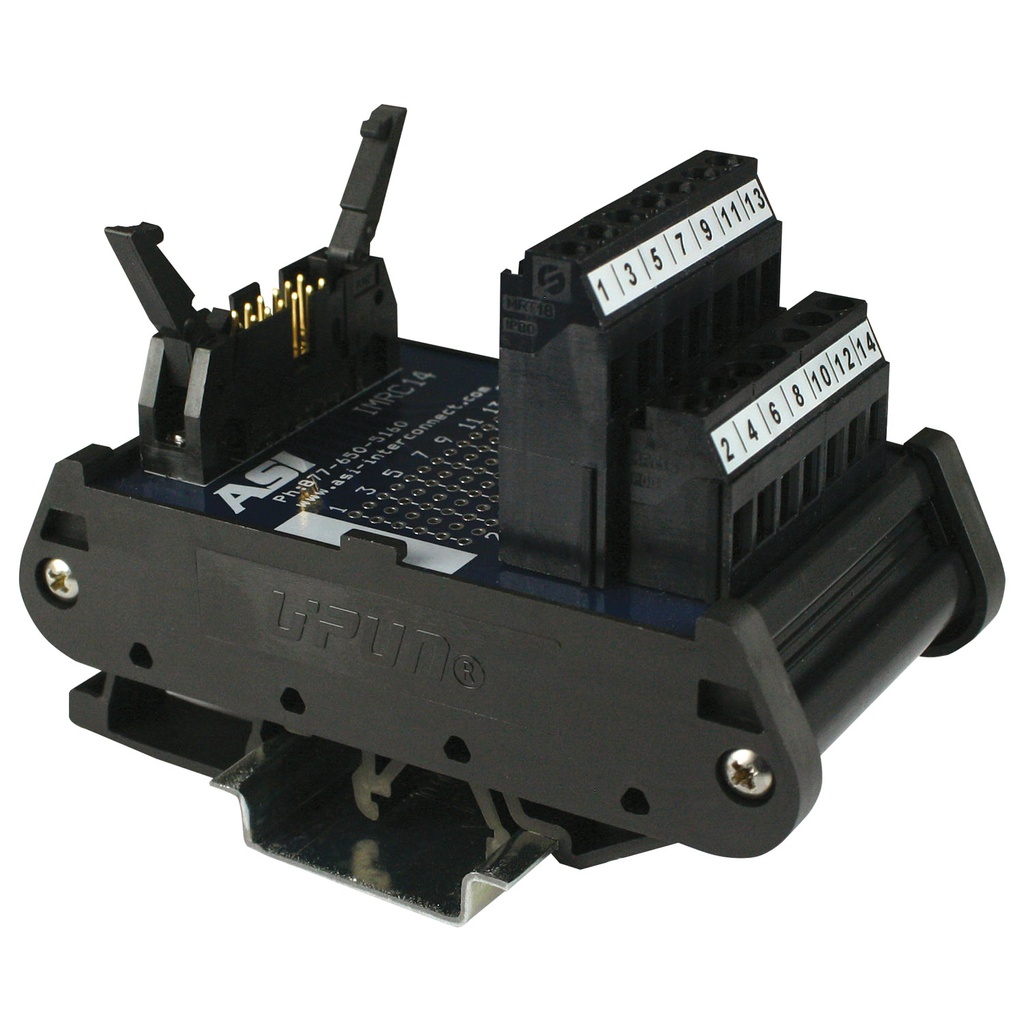 14 Pin Ribbon Cable Breakout Board, Interface Module, DIN Rail Mount 14 Pin IDC Connector To Screw Terminal Blocks