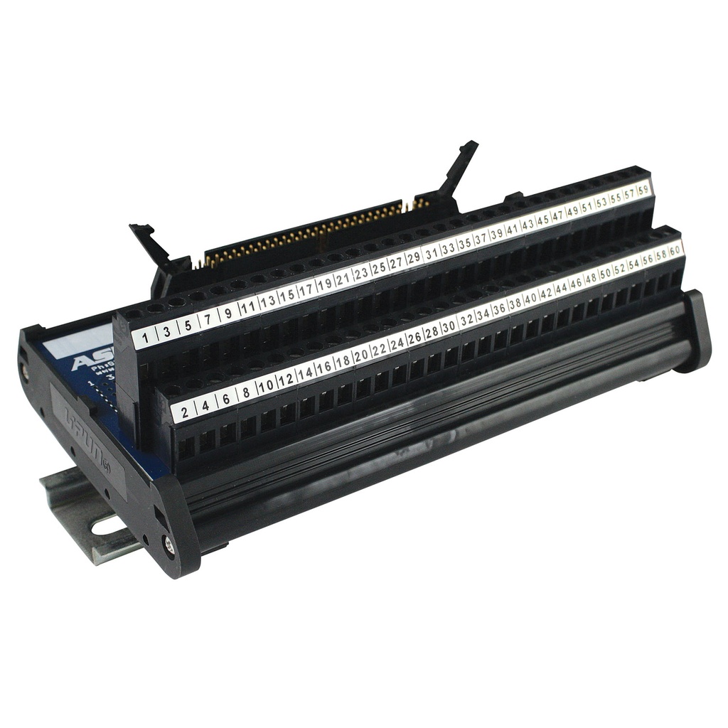 60-Pin IDC Ribbon Cable to Screw Terminal Block Interface Module | 2.0A, 120V AC | 26-12AWG | DIN Rail Mount | IDC Breakout | Industrial Interface Module | Type IMRC60 | ASI 10008