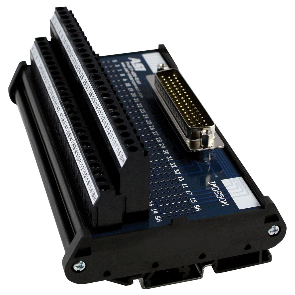 DB50 Male Breakout Board, 50 Pin Male D-Sub Connector to Screw Terminal Block Interface Module, DIN Rail Mount
