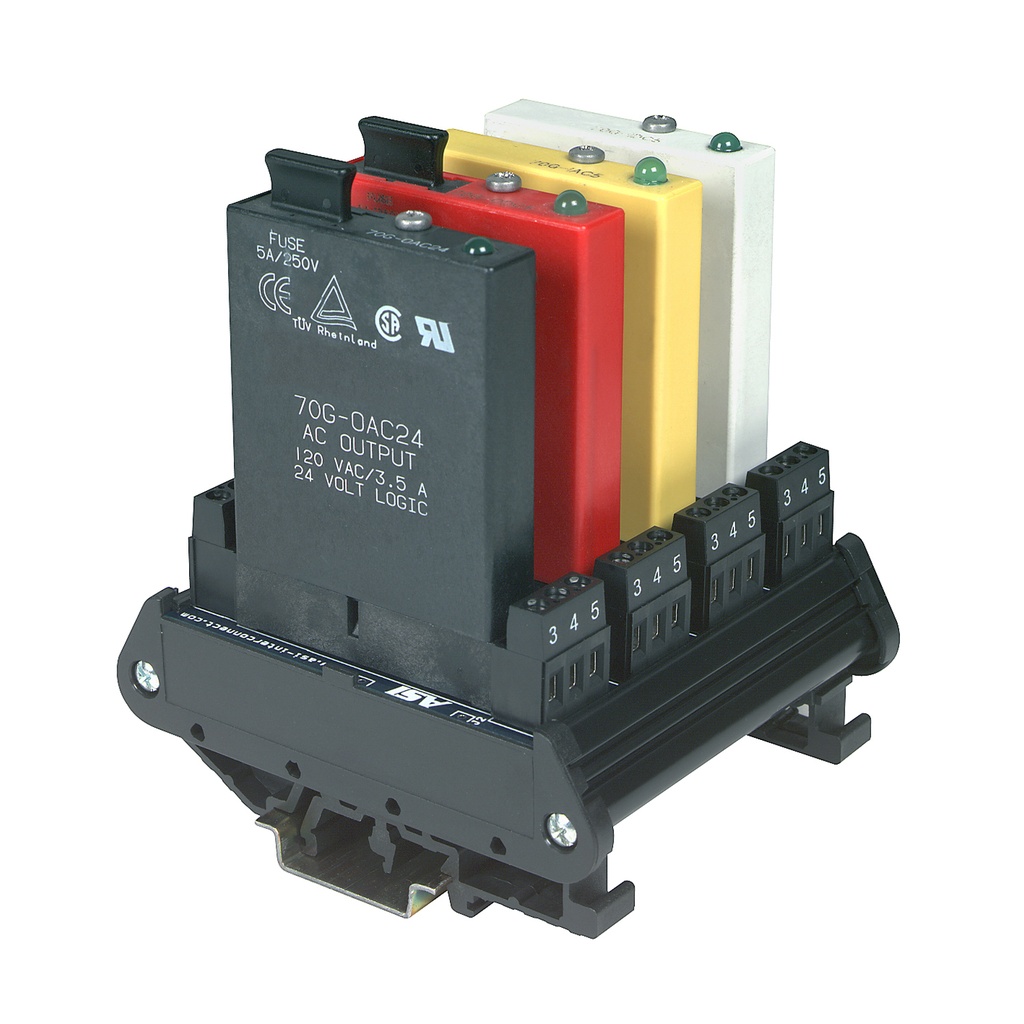 DIN Rail 6 Position Solid State Relay Socket Module  With Screw Terminal Connections
