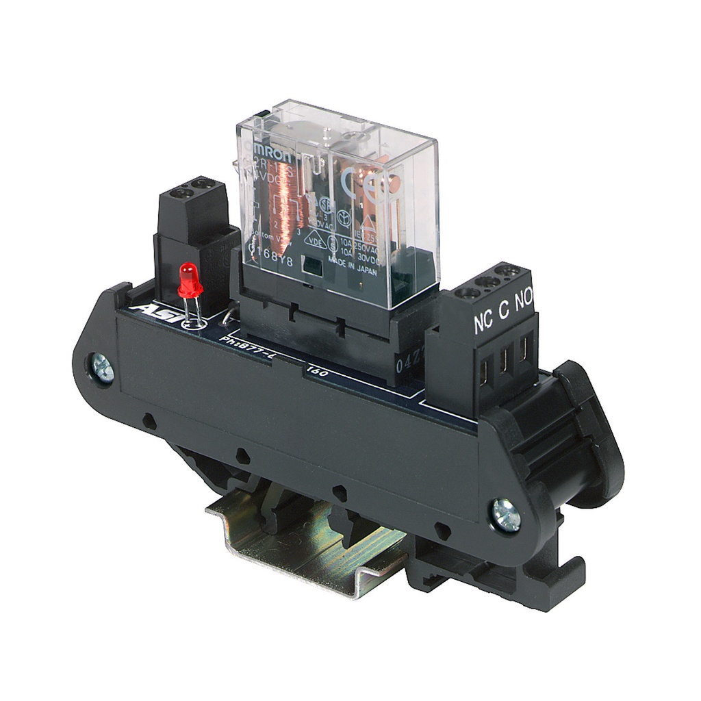 230V AC Relay Interface Module, Pluggable Relay, 10 Amp, 250 VAC Contact, 24-12 AWG, Spdt, DIN Rail Mount