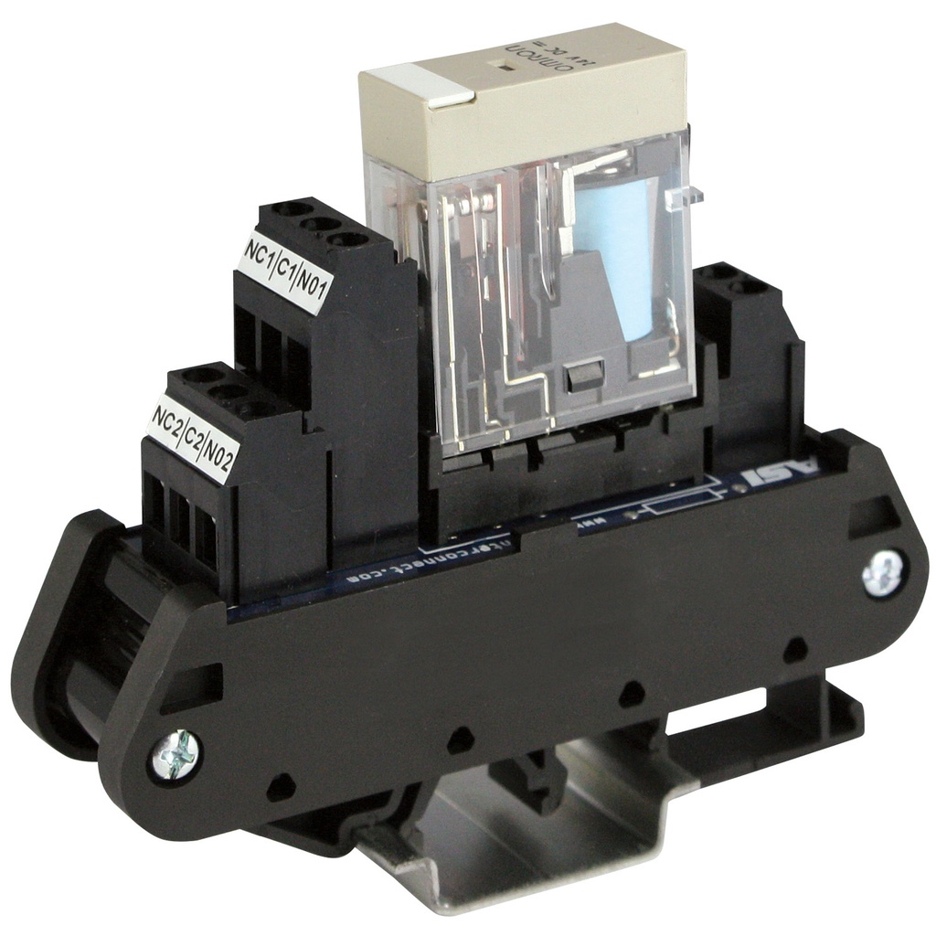 IMRL024P2 | 24V DC Relay Interface Module | DPDT Pluggable Relay | Red LED Indicator | DIN Rail Mount | 6-Pin | 24-12 AWG | 5A, 250V AC / 30V DC | ASI14008 