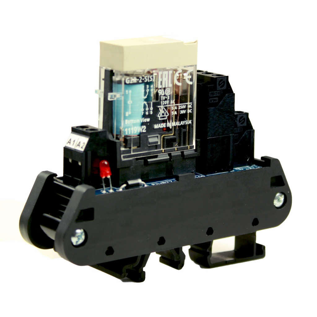 24Vdc Relay Module, Led Coil Status, Fixed Relay, 5 Amp, 250 VAC Contact, 24-12 AWG, Dpdt, DIN Rail Mount