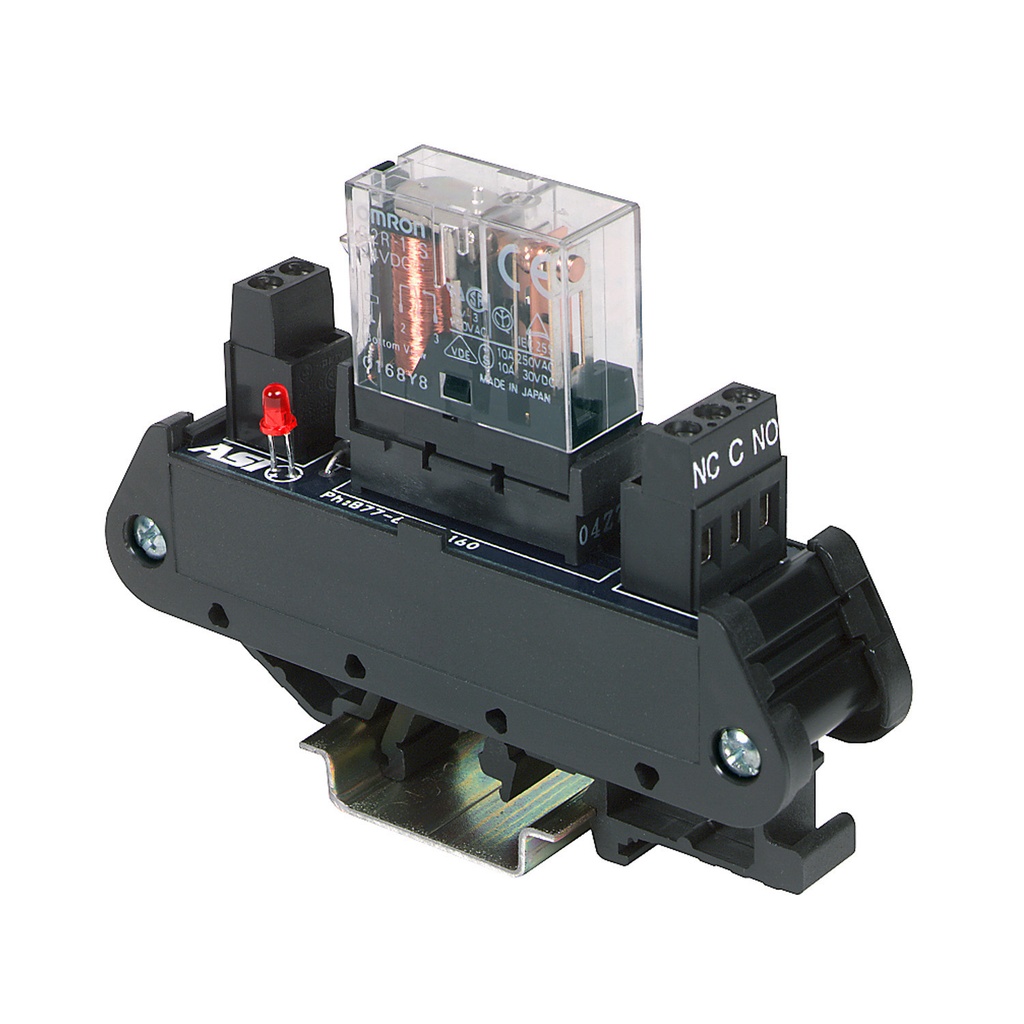 24Vdc Relay Socket Module, Led Status, Use With 5 Amp, 250 VAC Contact Dpdt Relay, 24-12 AWG,  DIN Rail
