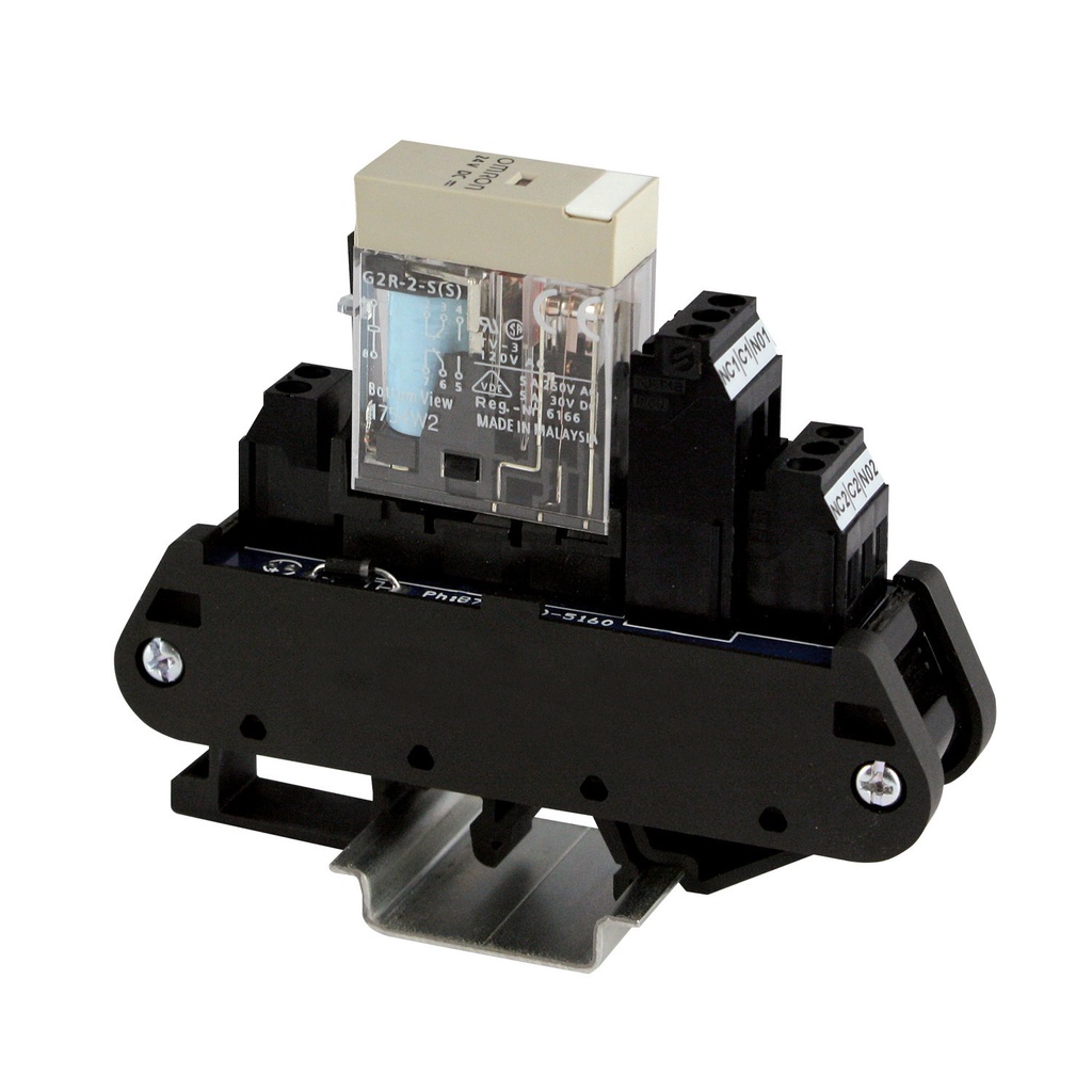 120V AC Relay Socket Module for Use With 5 Amp, 250V AC Contact DPDT Relay, 24-12 AWG, DIN Rail Mount, 14082