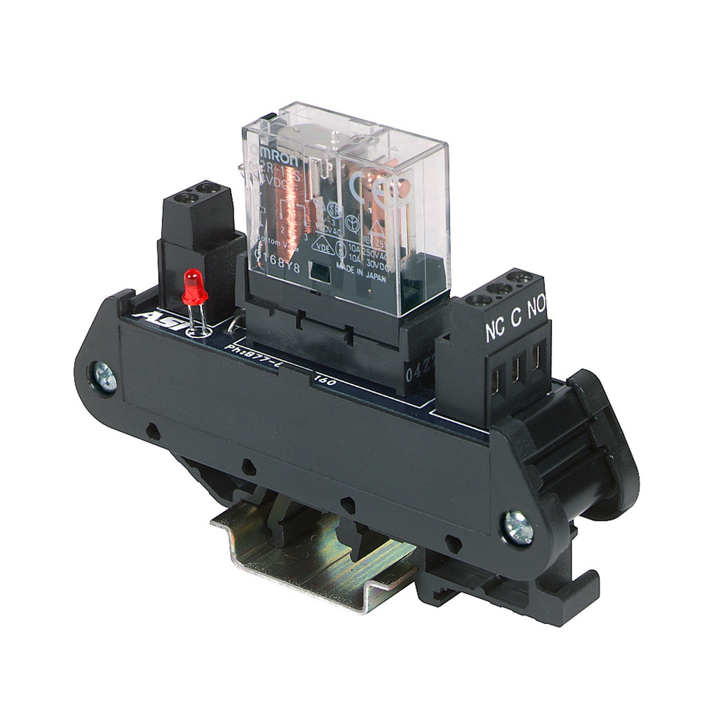 Relay Socket Module, Use With 10 Amp, 250 VAC Contact Spdt Relay, 24-12 AWG,  DIN Rail Mount
