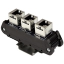 ASI 16013 RJ45 DIN Rail Patch Panel | 3 Shielded RJ45 Connectors | Parallel Wiring | Cat5e Ethernet | Industrial & Commercial Network Module