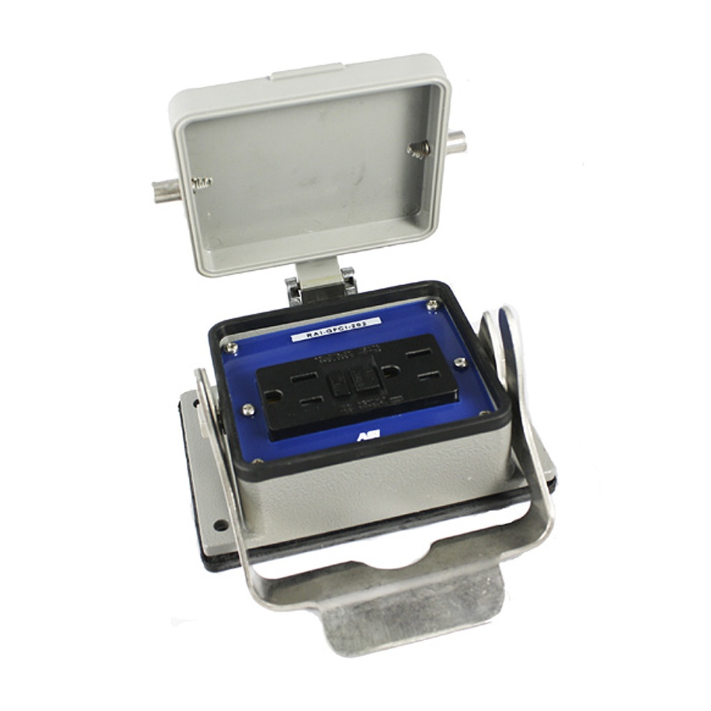 ASI RAI-GFCI-202 Panel Interface Connector | 120V GFCI Receptacle | NEMA 4X IP65 | Locking Cover | Industrial Through-Panel Access