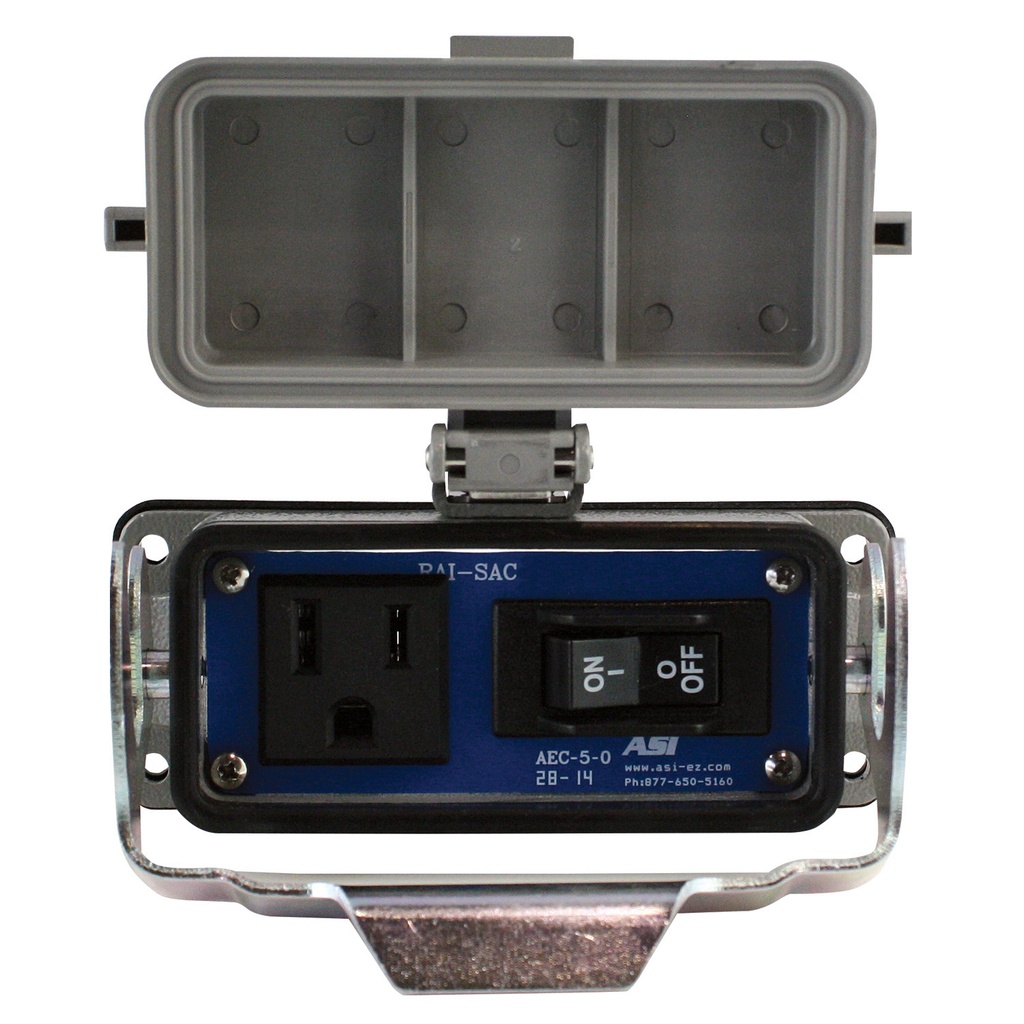 Industrial Service Power Outlet | 120VAC Receptacle | 3A Circuit Breaker On/Off Switch | NEMA 4X/IP65