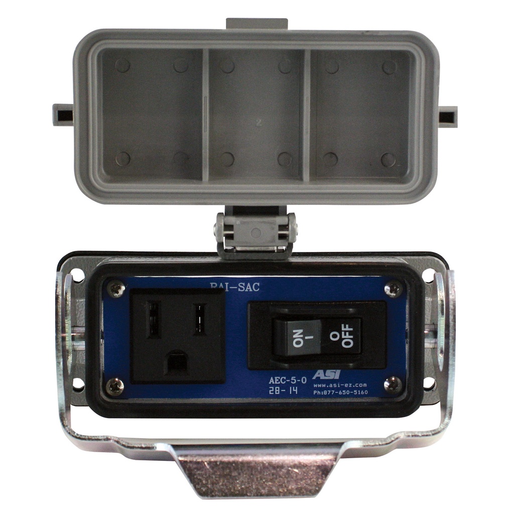 Industrial Service Power Outlet | 120VAC Receptacle | 10A Circuit Breaker On/Off Switch | NEMA 4X/IP65