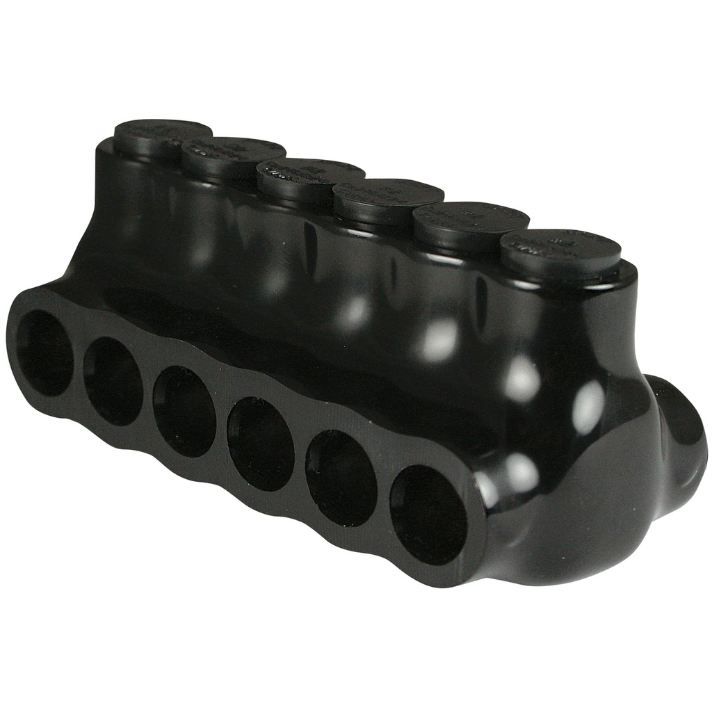 Insulated Multi Tap Connector |  6 Port | 14 AWG-2 AWG |  600V Class | Black Plastisol Insulation | Dual Side Wire Entry | UL Listed 486B
