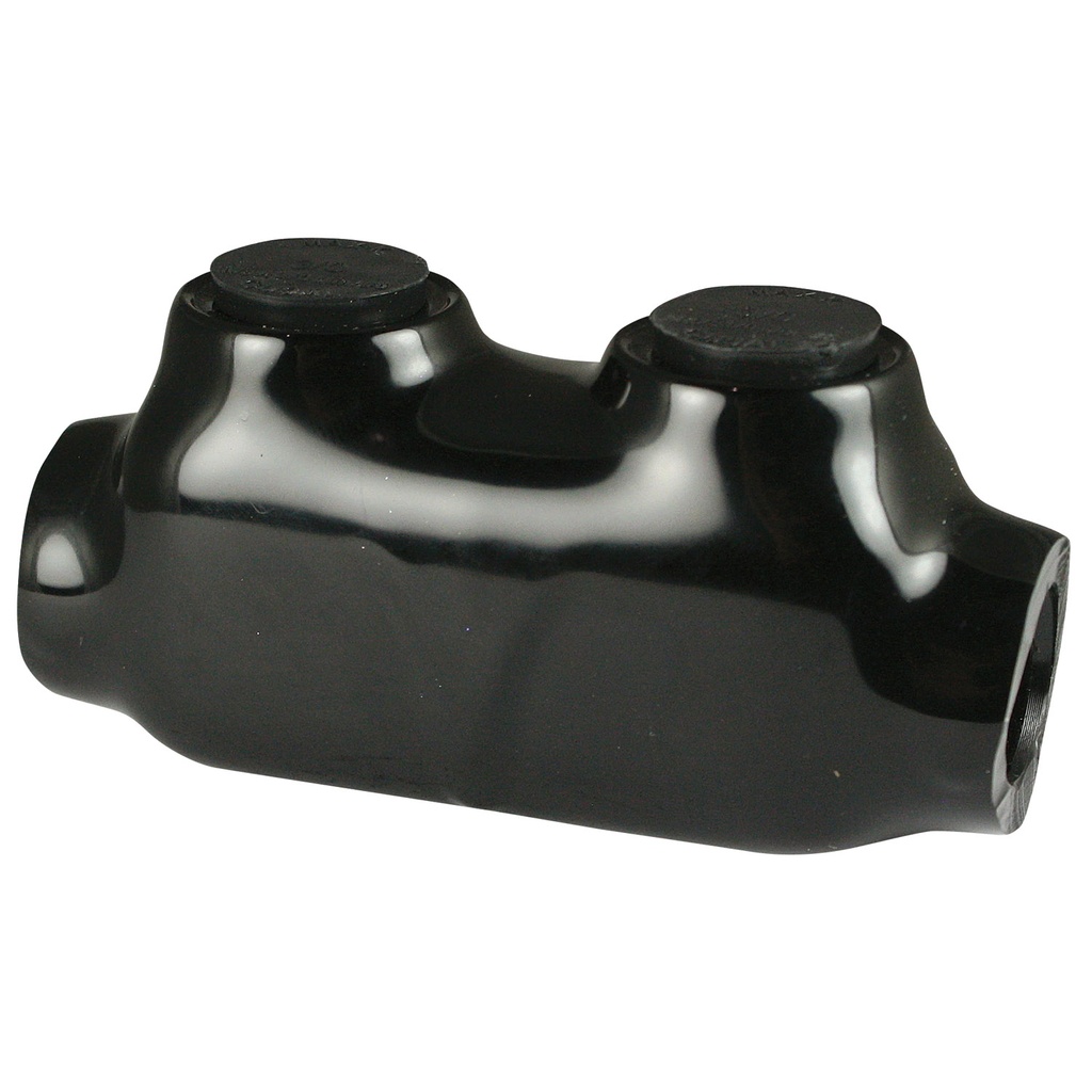 Inline Insulated Multi Tap Connector | 2 Port |6 AWG-3/0 AWG |  600V Class | Black Plastisol Insulation | Single Side Wire Entry | UL Listed 486B