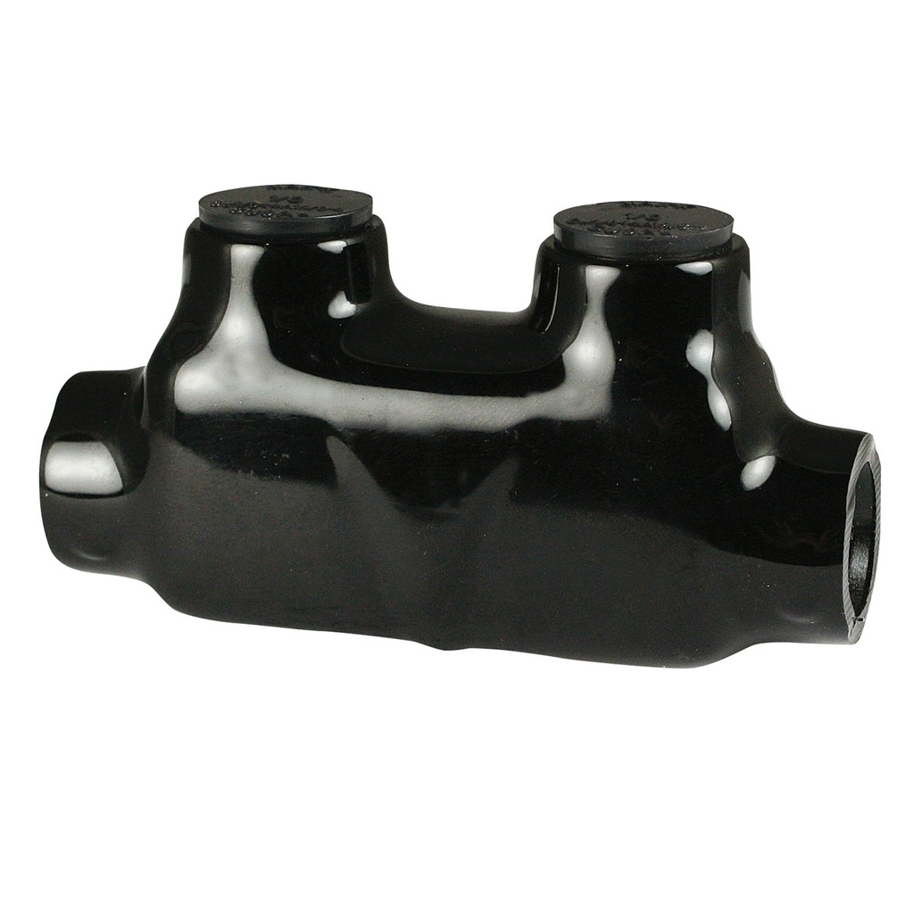 Inline Insulated Splice, 2 Port, 350 MCM - 6AWG, 600V, Black Insulation, Single Side Wire Entry, UL Listed