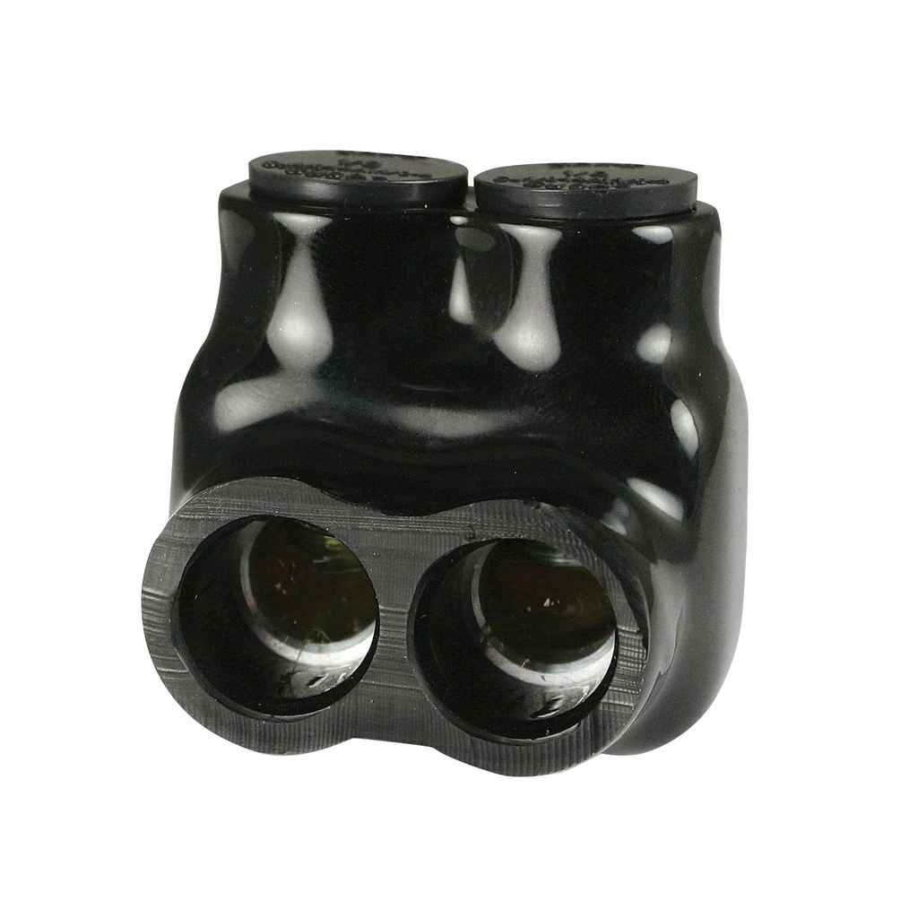 Insulated Multi Tap Connector |  2 Port | 14 AWG-1/0 AWG |  600V Class | Black Plastisol Insulation | Single Side Wire Entry | UL Listed 486B