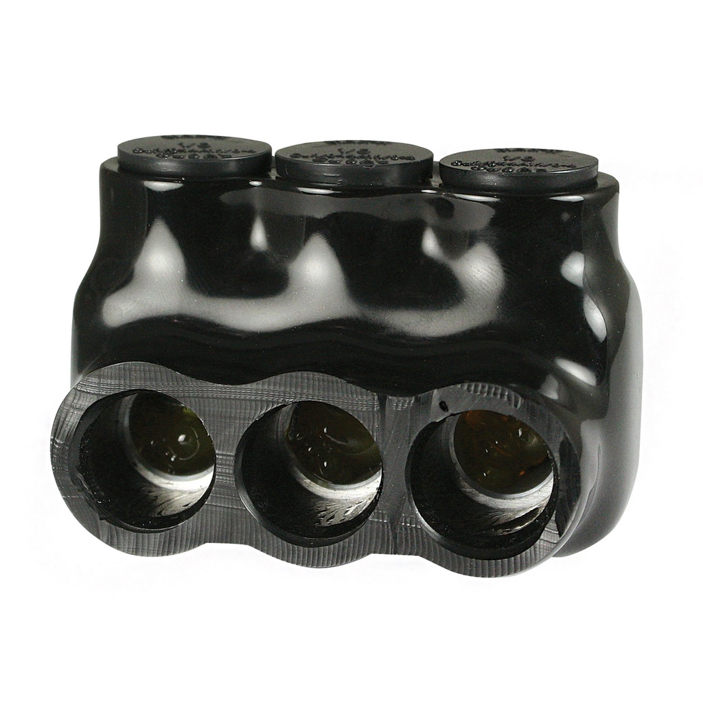 Insulated Multi Tap Connector |  3 Port | 14 AWG-1/0 AWG |  600V Class | Black Plastisol Insulation | Single Side Wire Entry | UL Listed 486B