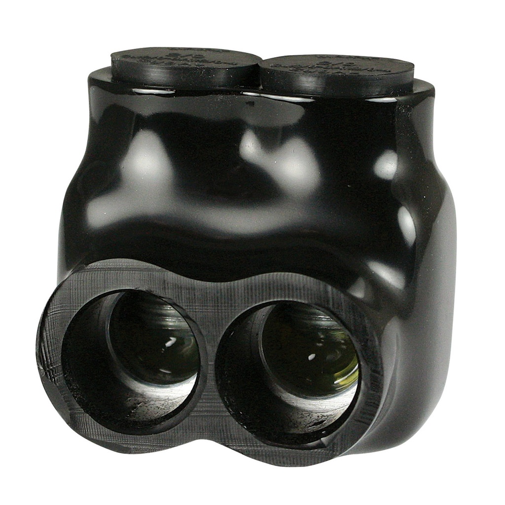 Insulated Multi Tap Connector |  2 Port | 6 AWG-2/0 AWG |  600V Class | Black Plastisol Insulation | Single Side Wire Entry | UL Listed 486B