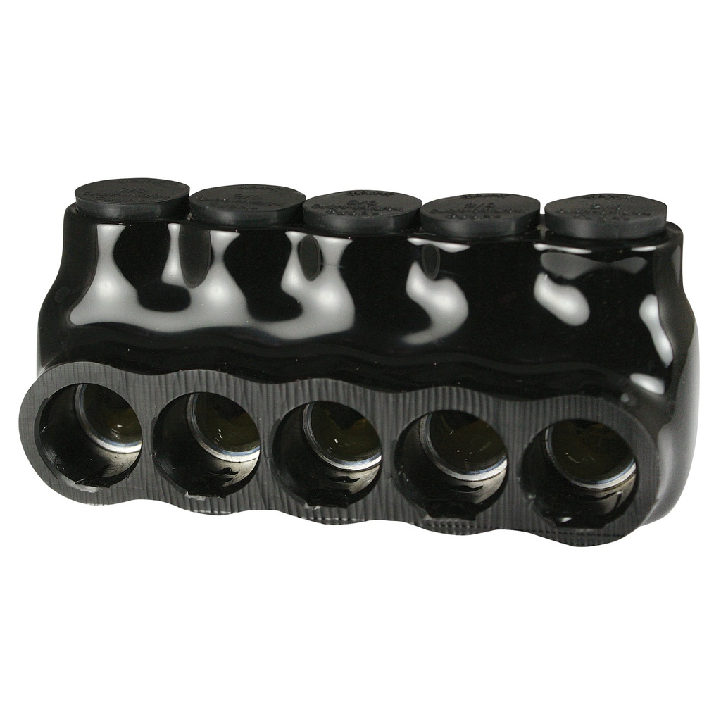 Insulated Multi Tap Connector |  5 Port | 6 AWG-2/0 AWG |  600V Class | Black Plastisol Insulation | Single Side Wire Entry | UL Listed 486B