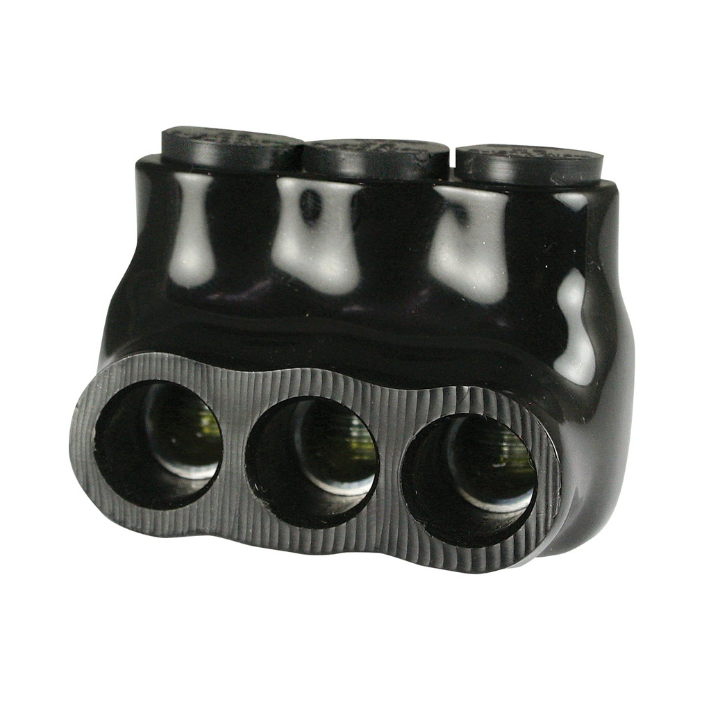 Insulated Multi Tap Connector, 3 Port, 14 AWG-2 AWG, 600V, Black Insulation, Single Side Wire Entry, UL Listed 486B